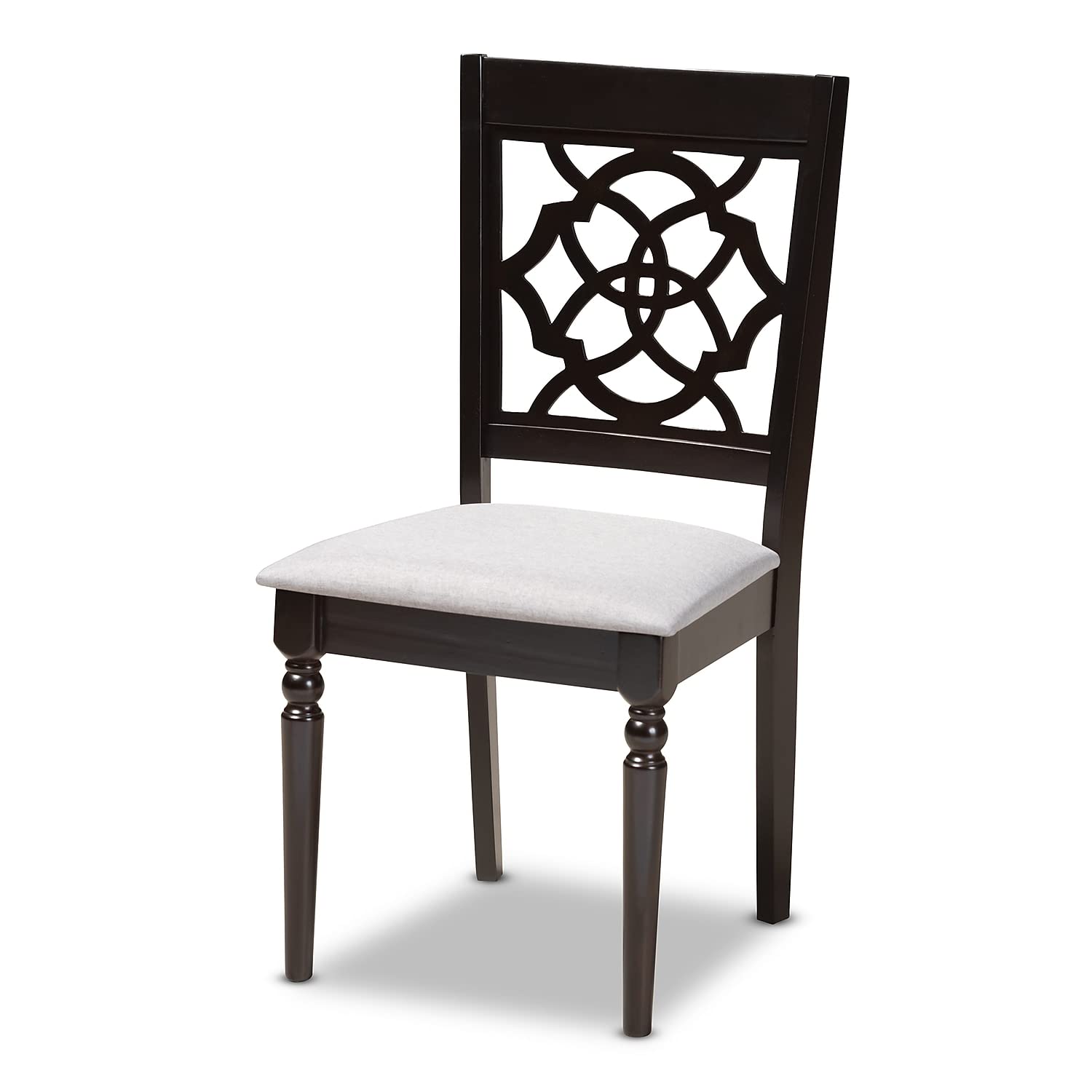 Baxton Studio Renaud Modern and Contemporary Grey Fabric Upholstered Espresso Brown Finished Wood Dining Chair (Set of 4)
